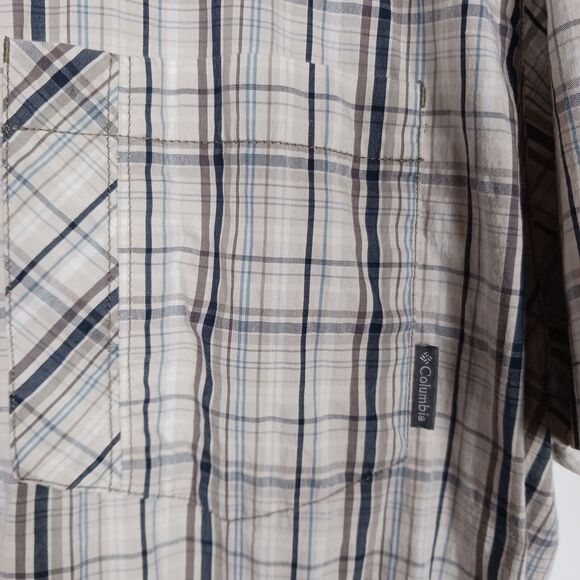 Columbia Men XL Omni-Wick Short Sleeve Button Up Shirt Plaid Pre-owned - Picture 4 of 5